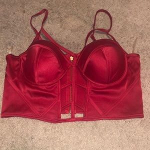 Sexy red solid lingerie top